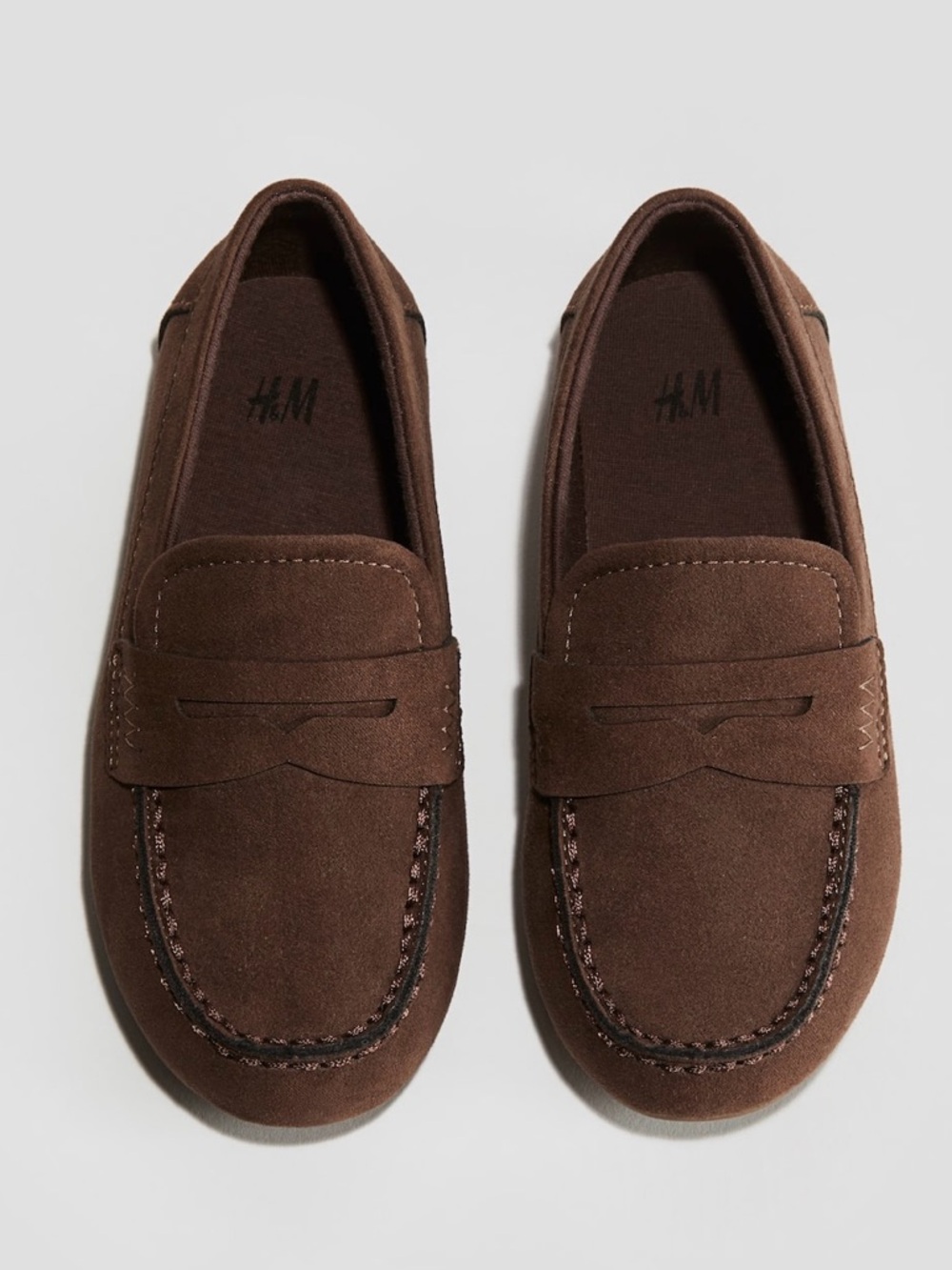 H&M Boys Kids Brown Napped Loafers Shoes. Size 1. NEW.